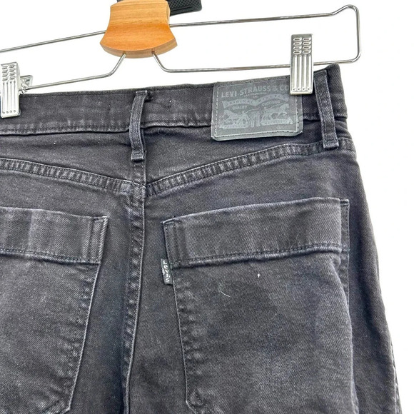 Levi's Mile High Wide Leg Cropped‎ Jeans Black Denim Size 24 - Picture 6 of 10